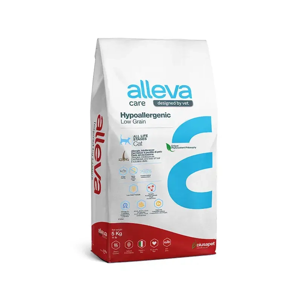 Alleva care cat hypoallergenic low grain низкозерновой корм для взрослых кошек при аллергии - 5 кг