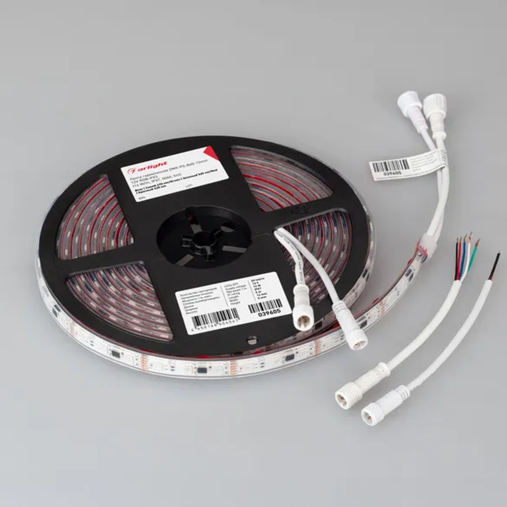 Светодиодная лента герметичная DMX-PS-B60-12mm 12V RGB-PX3 (14 W/m, IP67, 5060, 5m) (Arlight, -) 039605