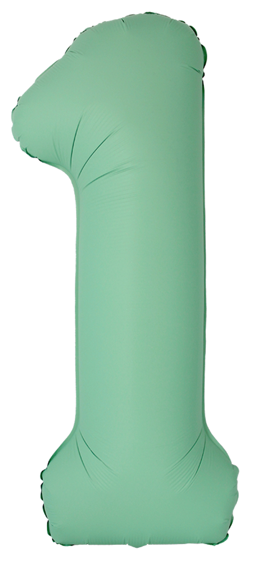 Шар (40''/102 см) Цифра, 1 Slim, Мятный, Матовый, 1 шт. в уп.