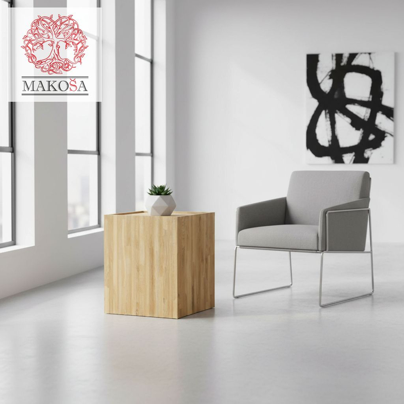 Журнальный столик, 45х45х55, Розенбург, из массива дуба, с местом для хранения, прикроватный, для гостиной, MAKOSA