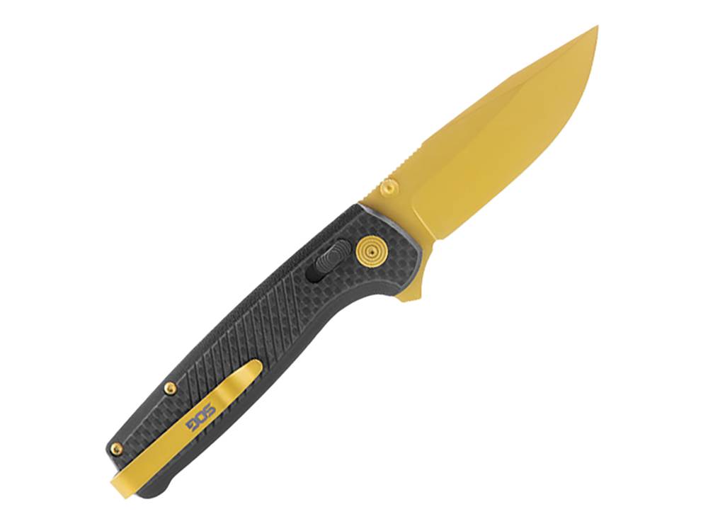 Нож складной SOG Terminus XR LTE Carbon + Gold, сталь Cryo CPM S35VN, рукоять G10 + Carbon Fiber, 62г