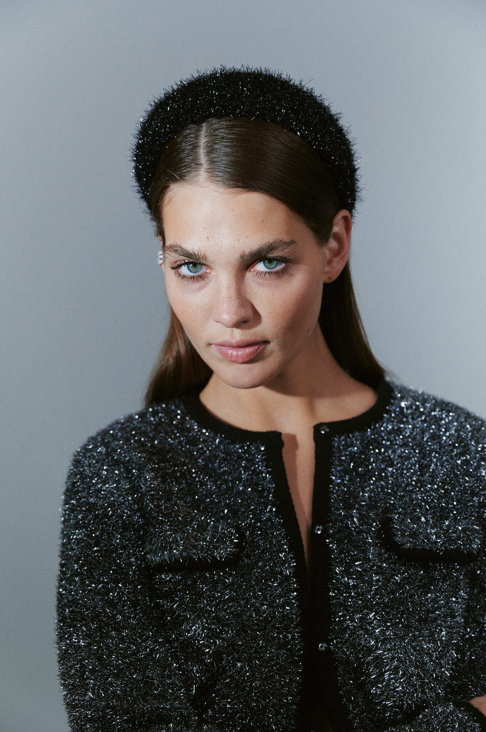 Черный ободок с люрексом