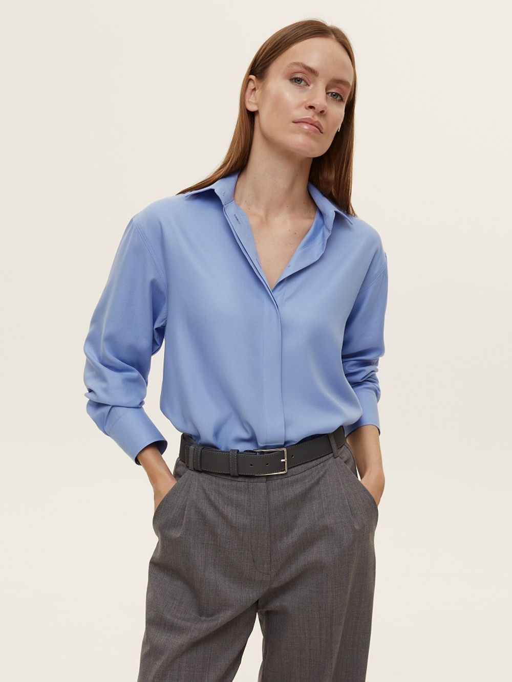 Рубашка Хельсинки голубая вискоза