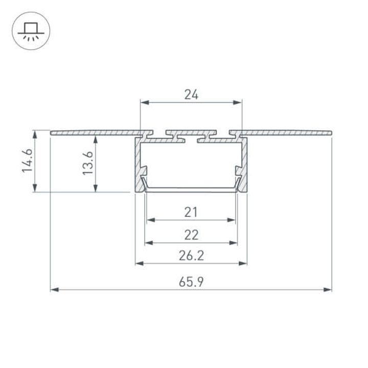 Профиль Arlight PLS-LOCK-H15-T-HIDE-2000 (ARL, Алюминий) 033688