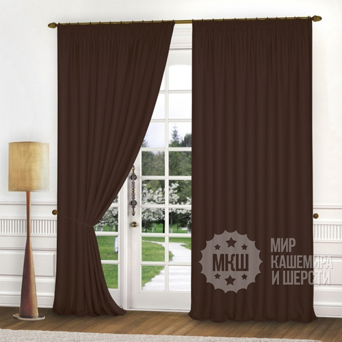Готовые шторы блэкаут для спальни:   Заря (арт. А30-501-1)  - (150х270)х2 см. - тёмно-коричневый
