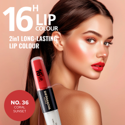 Dermacol 16H Lip Colour - Долговременная помада и блеск для губ оттенок 36 Coral Sunset, 2 ml