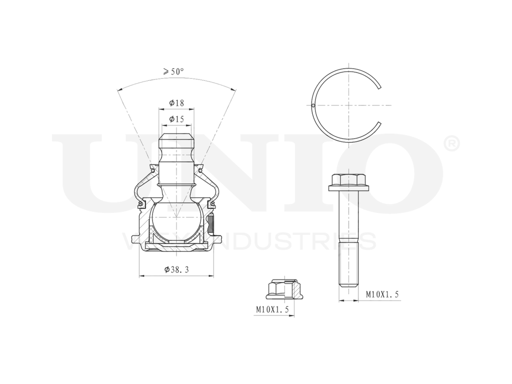 Опора шаровая передняя нижняя UNIO SSP-20012