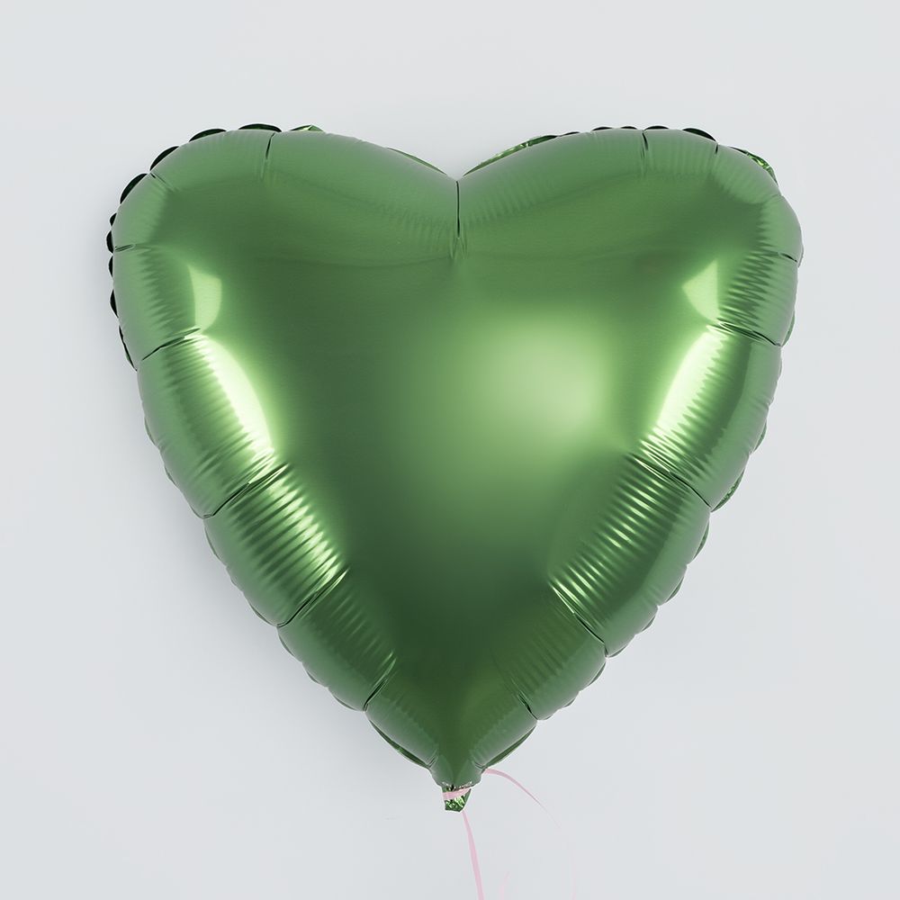 Шар (19''/48 см) Сердце, Зеленый мох, Бохо, 1 шт.