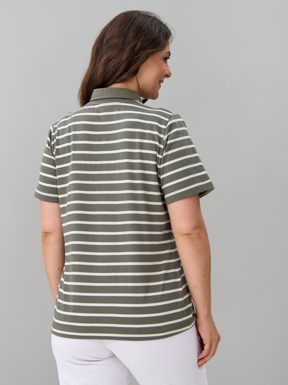 Блузка БЛк-143/хакибежевая-полоса-н