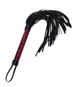Флоггер из материала с 3d-эффектом - 40 см. (Цвет: черный с красным)