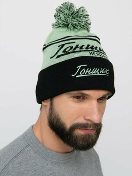 Шапка с помпоном Exhaust Wear Гонщик нелегальный (зелёный/чёрный)
