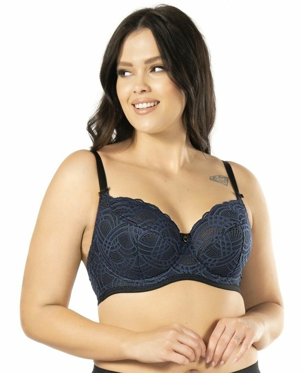 Красивый бюстгальтер Debora с чашками на тонком поролоне (Размер: 80F) (Цвет: темно-синий)