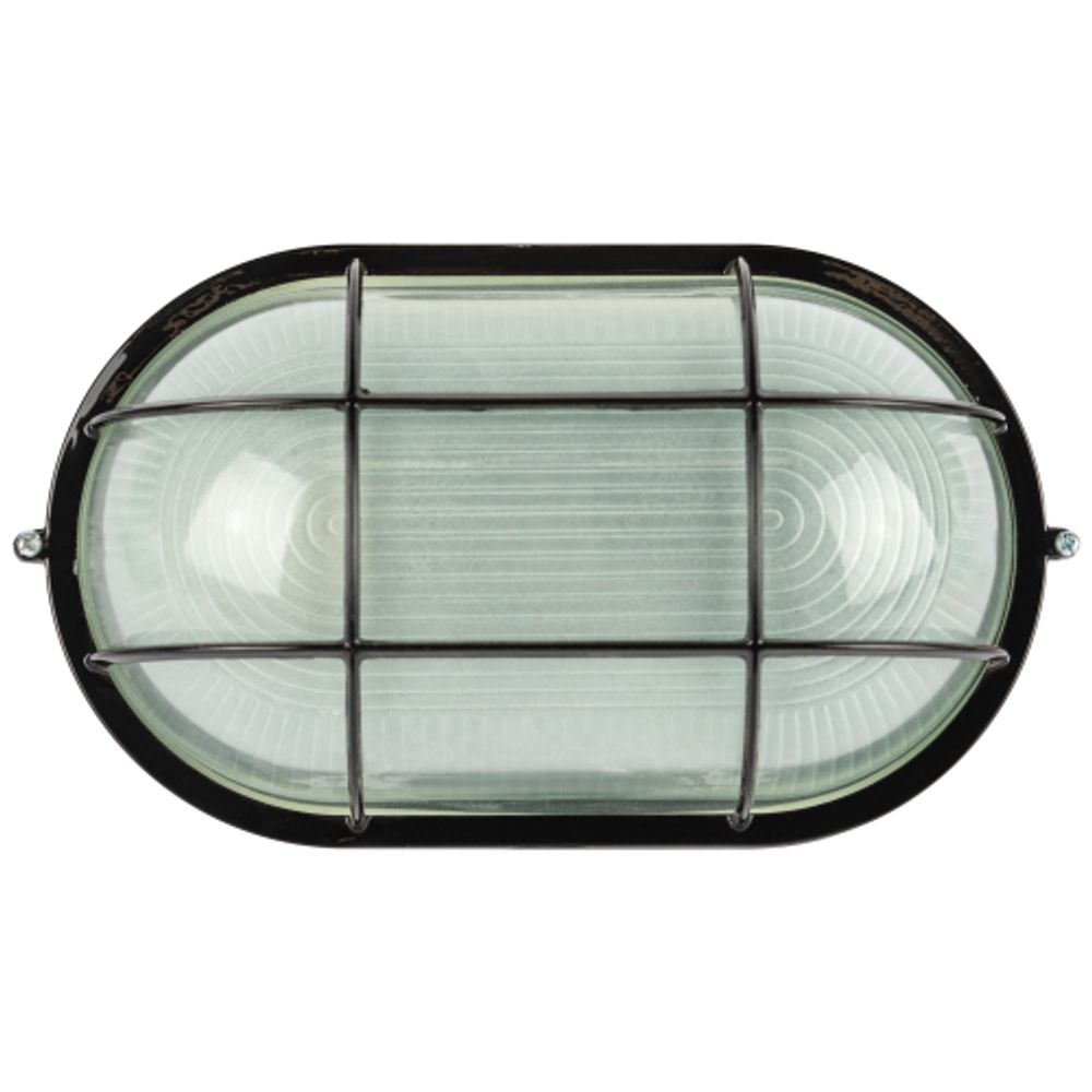 Светильник ЭРА НБП 04-100-002 Акватермо алюминий/стекло решетка IP54 E27 max 100Вт 280х160 овал черный