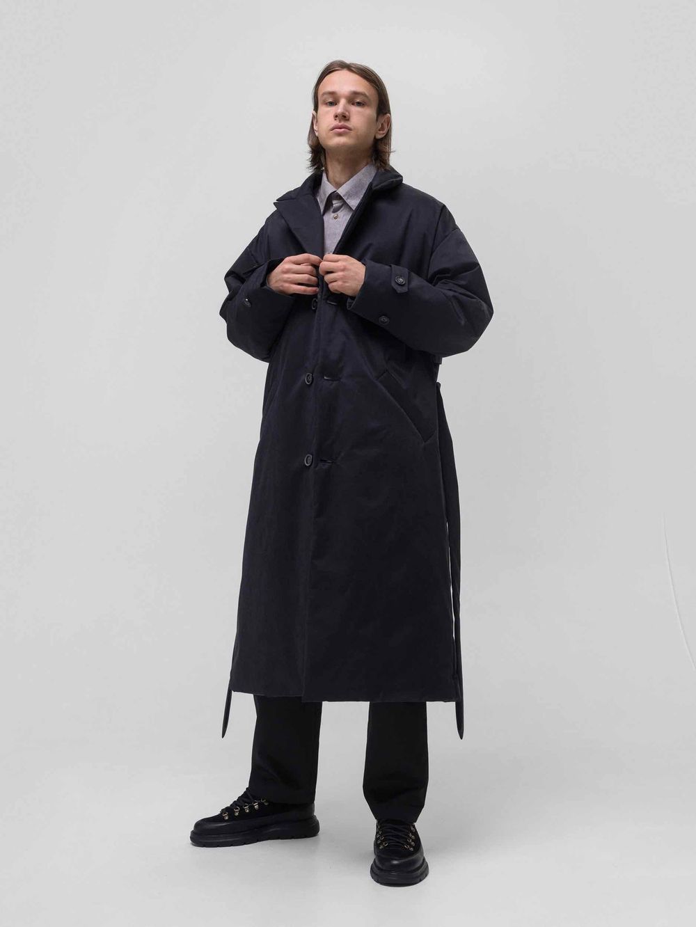 Плащ FOS Утепленный Термофин 200 Мужской Черный