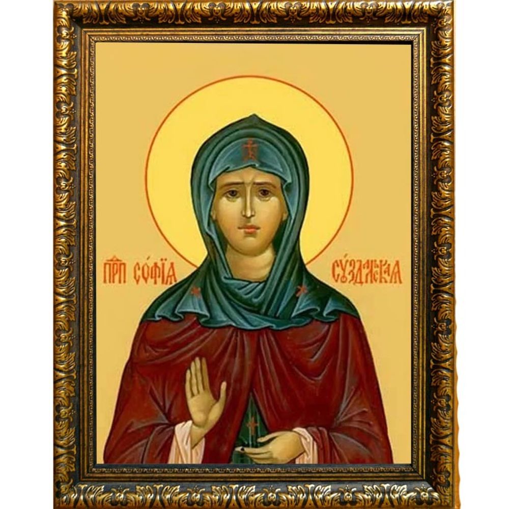 София (в миру Соломония) Суздальская Преподобная. Икона на холсте.