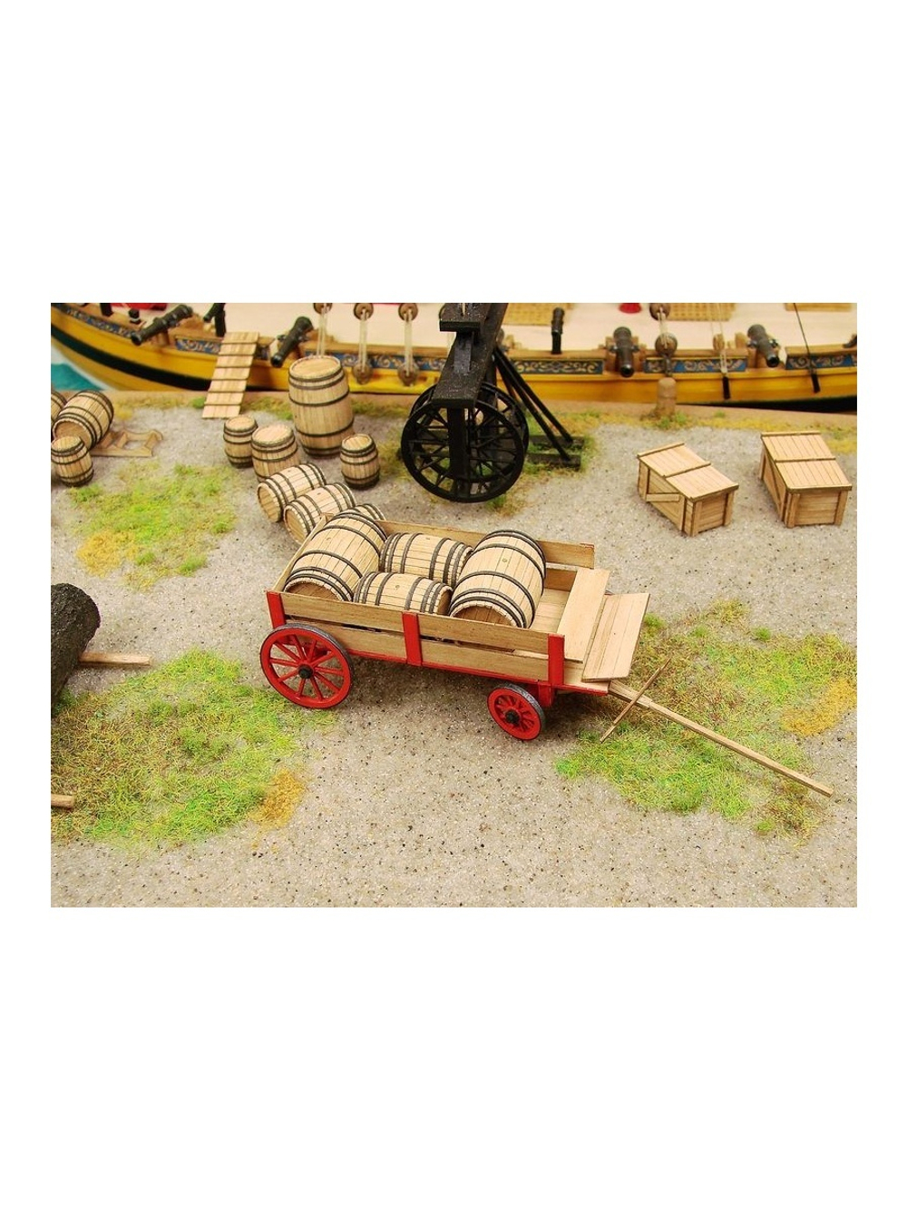 Сборная картонная модель Shipyard телега с бочками (№81), 1/96