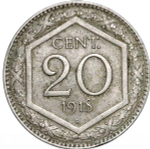 Italy 20 Centesimi 1918 R "Crowned Savoy Shield - Emergency Issue", AU