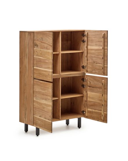 Буфет Uxue из массива акации с беленой отделкой и черной сталью 100 x 155