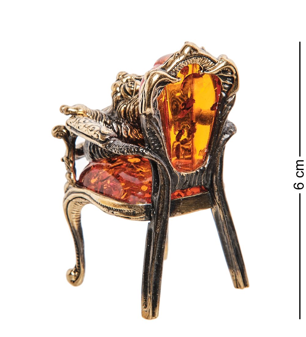 Народные промыслы AM-1793 Фигурка «Кот в кресле» (латунь, янтарь)
