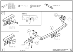 Фаркоп оцинкованный Galia D042A для Dodge Journey 2008-, FIAT Freemont 2011-(паспорт и сертификат в комплекте)(без электрики)