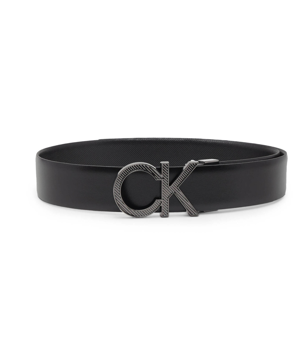 Кожаный ремень ADJ/REV CK METAL DIAGONAL 35MM Calvin Klein - черный(K50K510928)