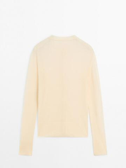 Massimo Dutti Легкий кардиган из 100% шерсти - STUDIO, лимонный