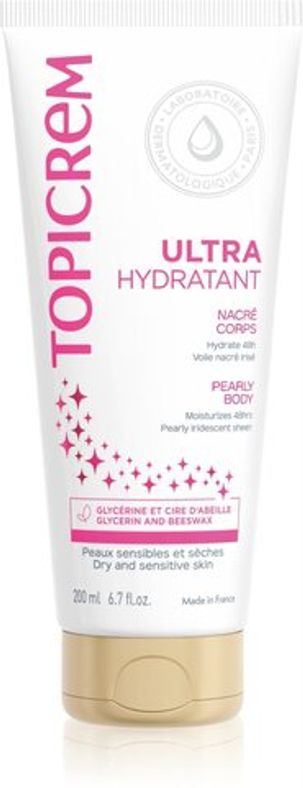 Topicrem UH BODY Ultra-Moisturizing Pearly Body - лосьон для тела для чувствительной кожи с жемчужным сиянием /   200  ml  / GTIN 3700281703047
