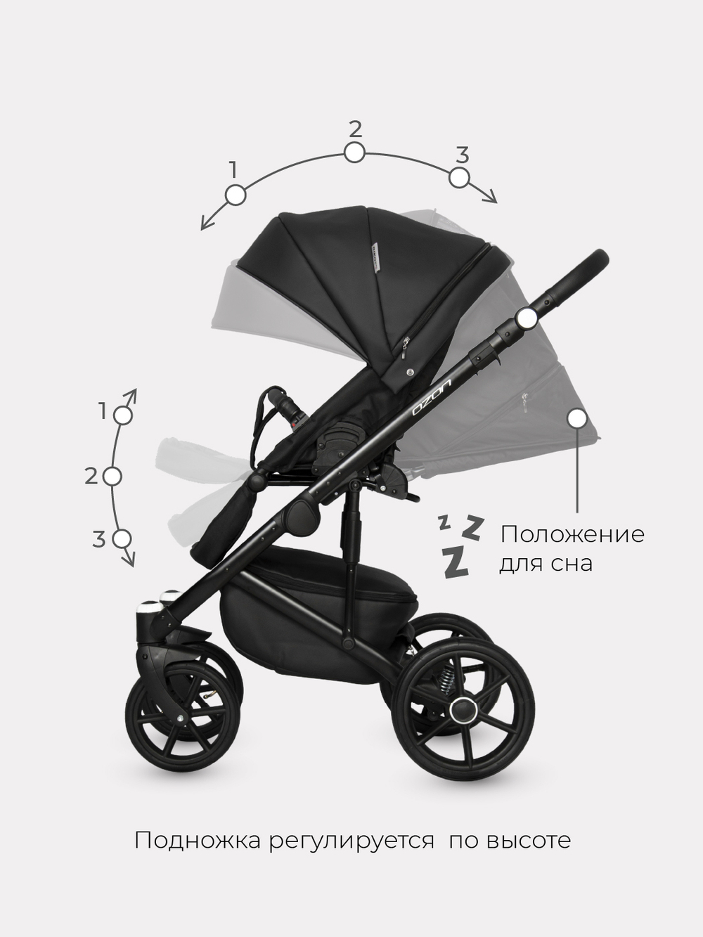 Коляска  OZON (3 в 1) (RIKO BASIC) 06 черный