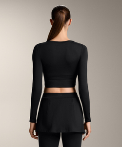 Oysho Футболка с длинным рукавом Comfortlux, черный