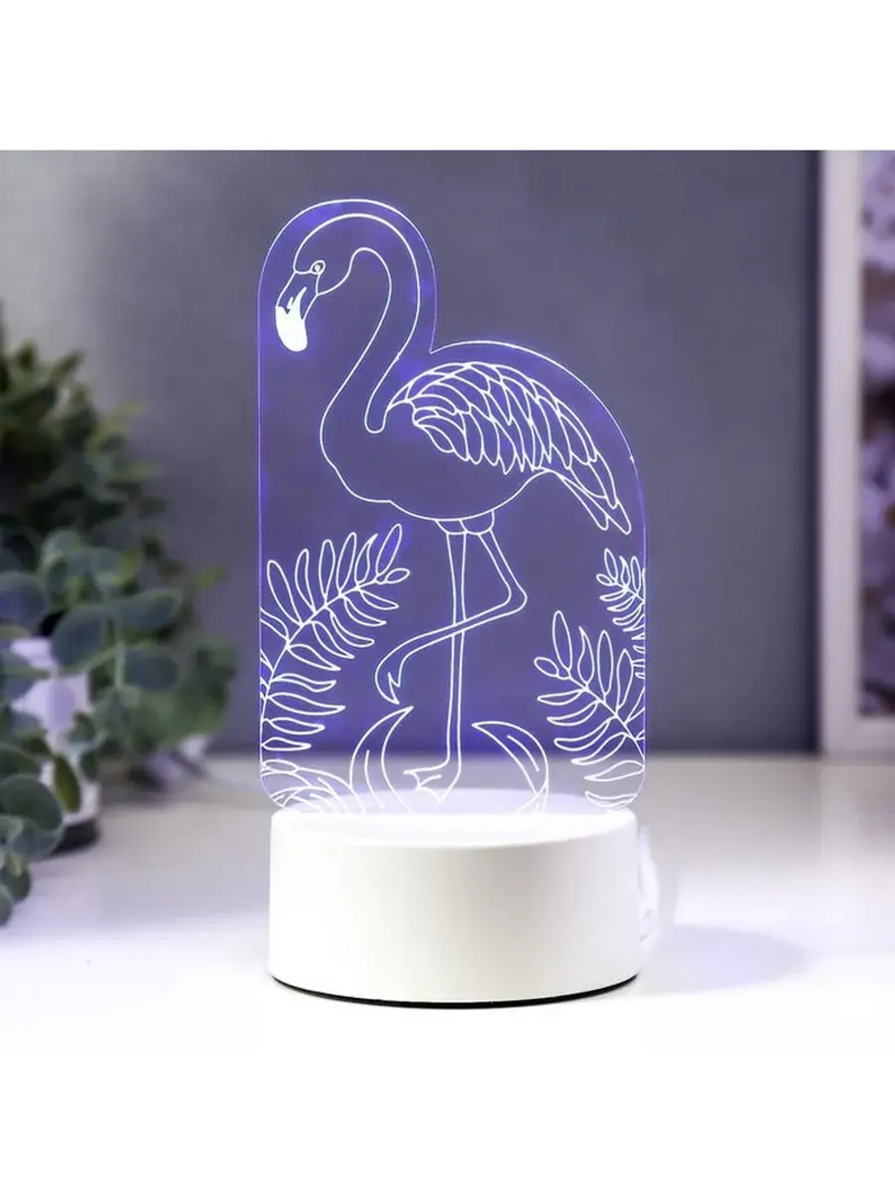 Светильник 3D ночник RISALUX «Фламинго», LED RGB, от сети, 9