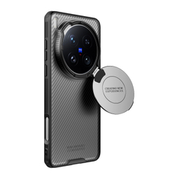 Чехол прозрачный тонированный (Transparent Black) от Nillkin с металлической откидной крышкой для камеры на Vivo X200 Ultra, серия CamShield Prop Case