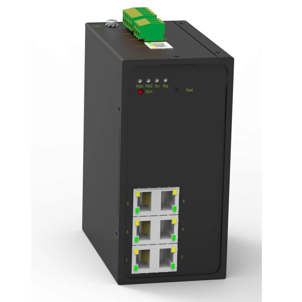 Промышленный управляемый коммутатор, 6×10/100Base-T(X) портов RJ45,консольный порт Mini USB, 24-48В DC (18-72В DC), с резервированием