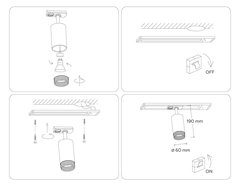 Ambrella Трековый однофазный светильник со сменной лампой Track System GL5161