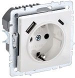 BRITE Розетка 1-местная с заземлением с защитными шторками 16А с USB A+C 18Вт РЮш11-1-БрБ белый IEK