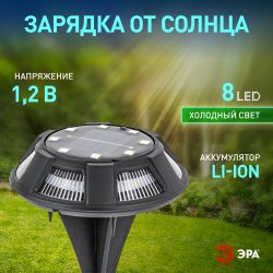 Светильник уличный ЭРА ERAST024-01 на солнечной батарее подсветка Таблетка сталь пластик d 11 см