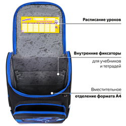 Ранец ЮНЛАНДИЯ WISE, 1 отделение, 3 кармана, устойчивое дно, "Speed race", 37x29х15 см, 271398