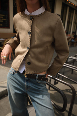 ZARA КУРТКА ИЗ ИСКУССТВЕННОЙ ЗАМШИ С ПЛЕТЕНОЙ ОТДЕЛКОЙ, РЫЖЕВАТО-КОРИЧНЕВЫЙ