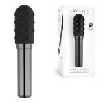 Чёрный жезловый вибратор 12,4см с двумя нежными насадками Le Wand Grand Bullet LW-013-BLK