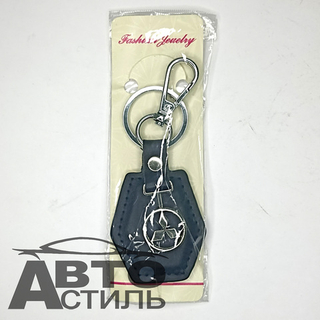 Брелок для ключей Кожа  МИТСУБИСИ Mitsubishi  Ромб с металл эмблемой с 2ным карабином