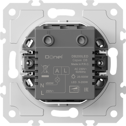 Светорегулятор поворотный Triac, LED 200 Вт (акт.нагрузка макс. 500Вт), серия DB