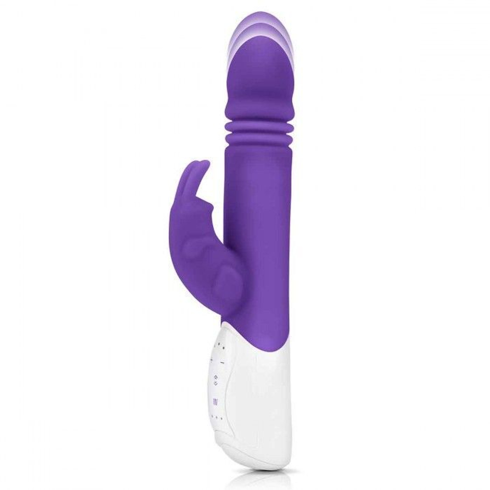 Фиолетовый пульсирующий вибромассажер G-Spot Thrusting Rabbit - 24 см. (Цвет: фиолетовый)