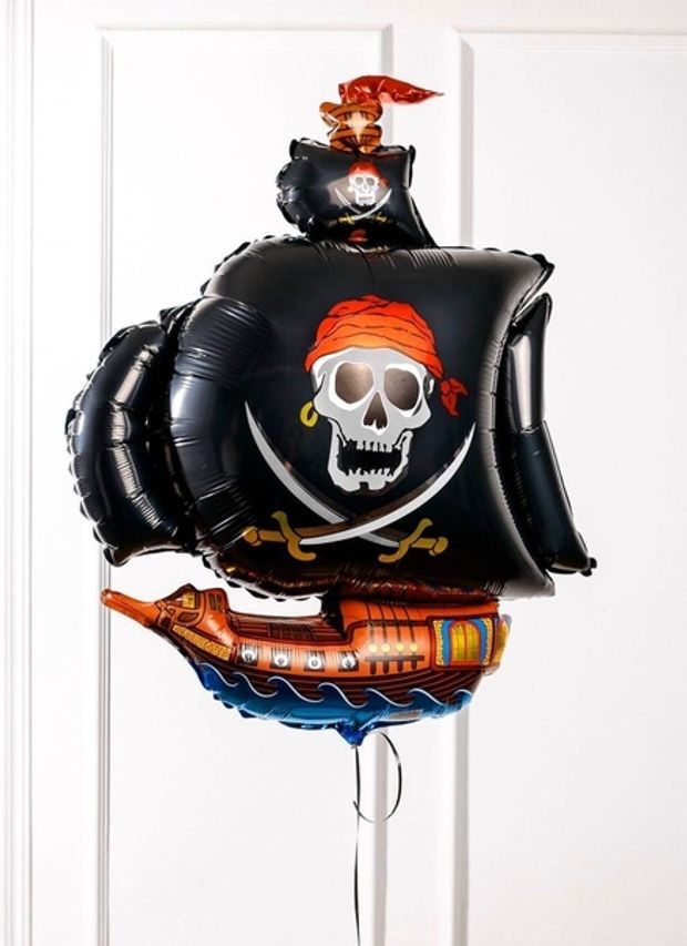 F Шар фигура Пиратский корабль (черный) 41"/104 см (БГ-36)