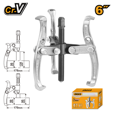 Съемник с тремя захватами INGCO HGP08036 INDUSTRIAL 6"