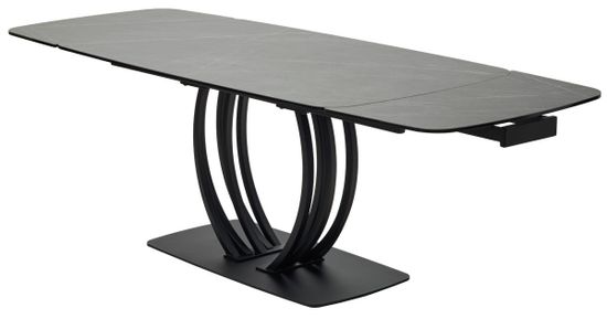 Стол MALTA 160 KL-136 Серый мрамор матовый, итальянская керамика/ черный каркас