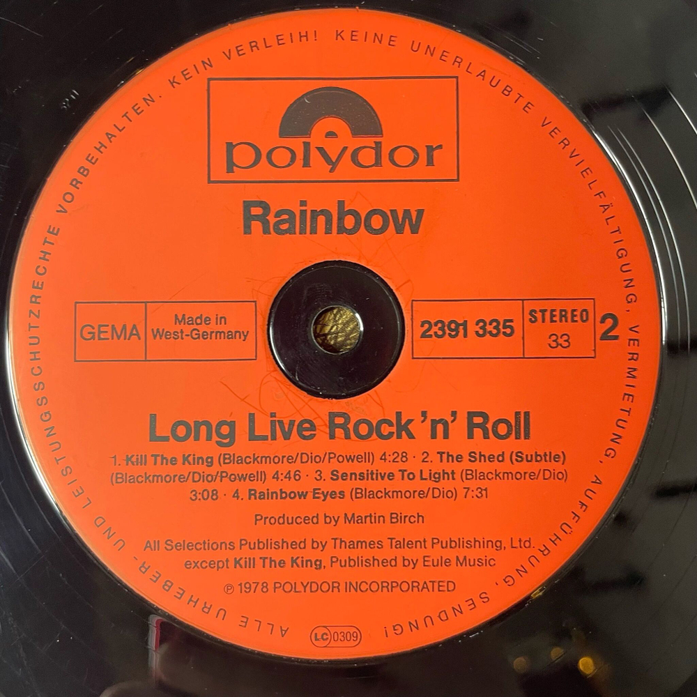 Винтажная виниловая пластинка LP Rainbow Long Live Rock N Roll (Germany 1978)