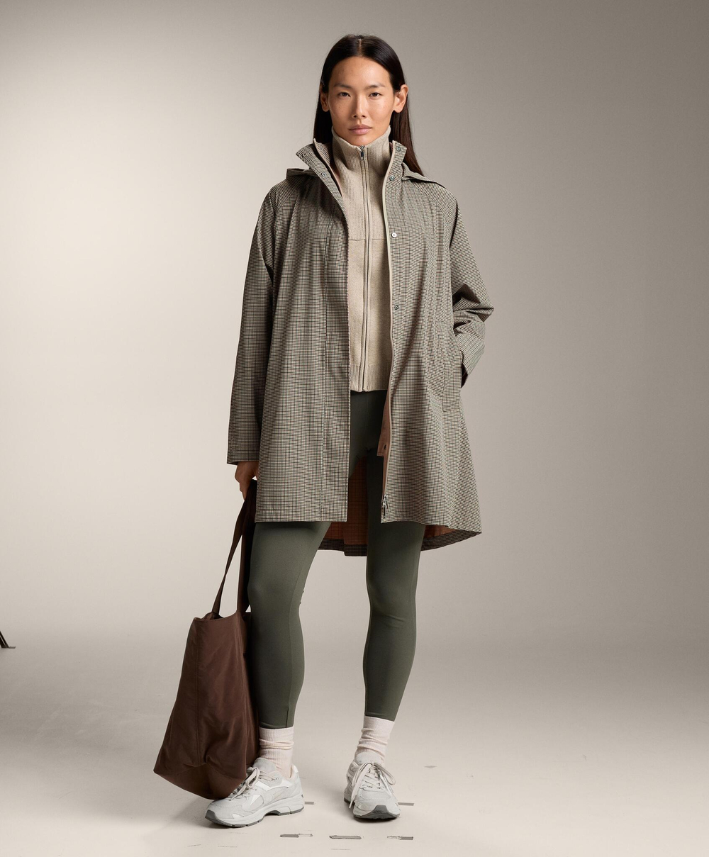 Oysho Сверхлегкий плащ Houndstooth с водонепроницаемостью 10 000 мм, норка