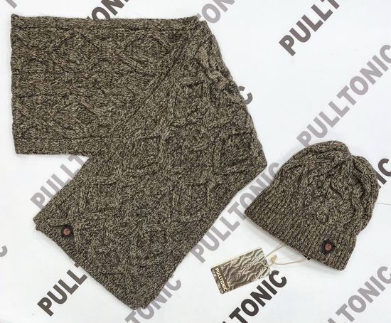 Комплект шарф и шапочка PULLTONIC - "УЗОР" Коричневый меланж