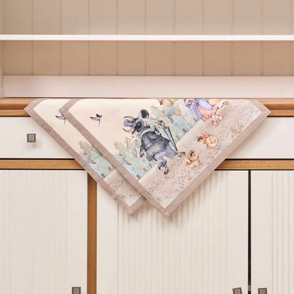 КОМПЛЕКТ САЛФЕТОК 2ШТ "ПРОМЕНАД"40Х40 СМ ,БЕЖЕВЫЙ, 100% ХЛОПОК,ТВИЛ