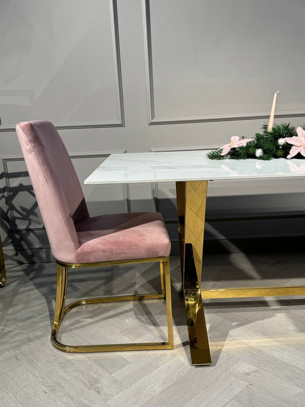 Стул обеденный Ist Casa Пресли, 45х44х92, пыльная роза, золотой