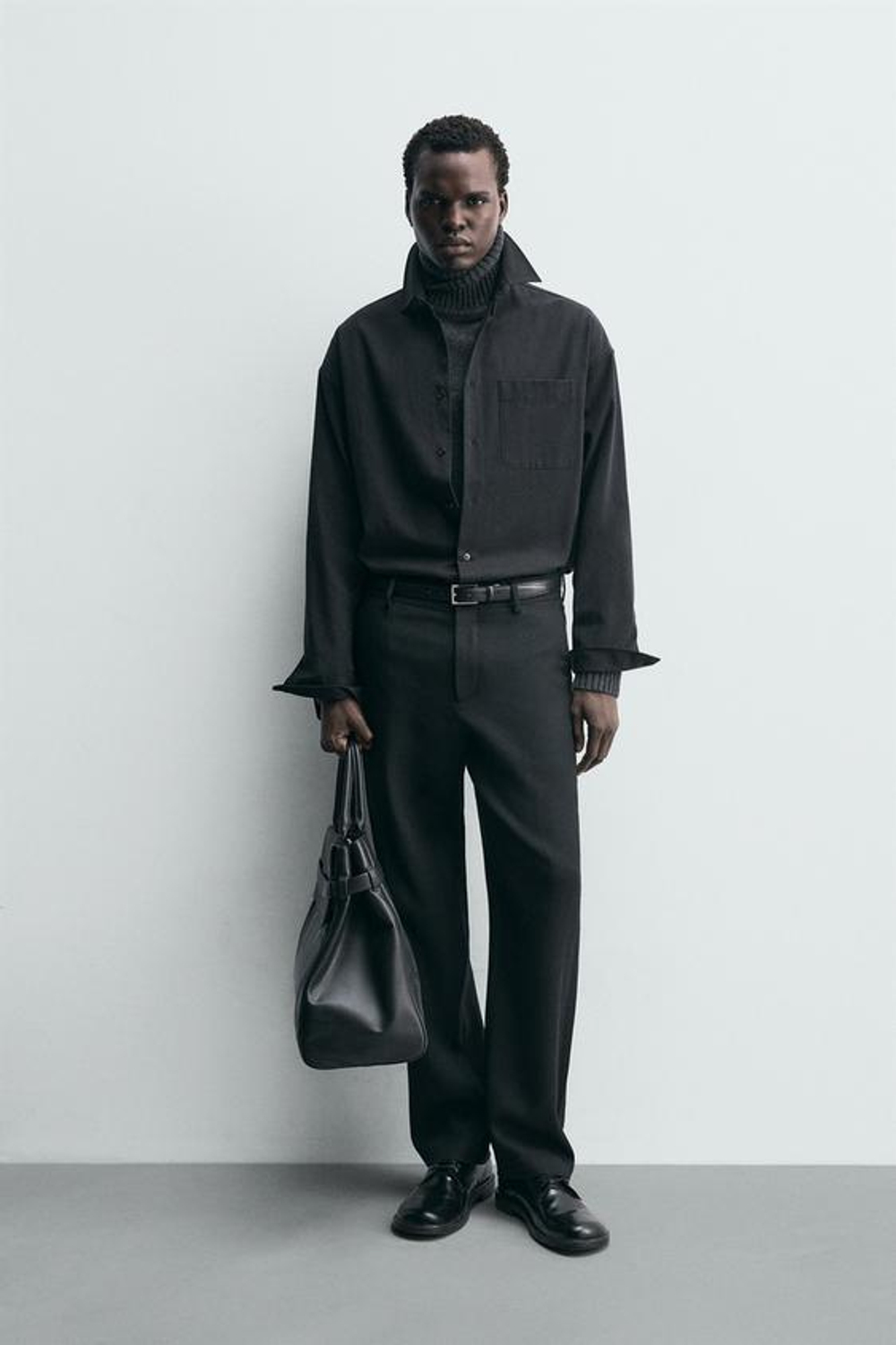 ZARA ПРЯМЫЕ БРЮКИ ИЗ 100% ШЕРСТИ, ЧЕРНЫЙ